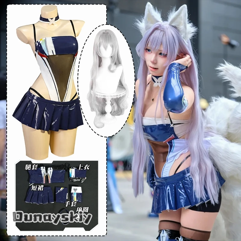 Juego Azur Lane Shinano disfraz de carreras Cosplay {Anna zhang Online} mono ajustado sedoso liso sin espalda disfraz de Halloween mono