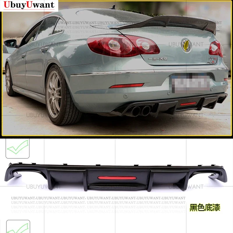 

Carbon Fiber ABS Rear Lip With LED Light FOR Volkswagen Passat CC Wing 2009-2017 Fins Shark Style Diffuser Bumper Guar