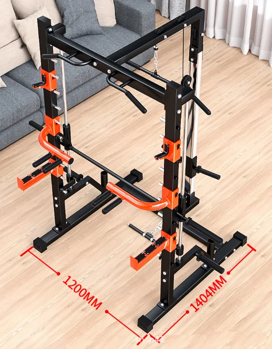 Cage Squat Rack With Weight Lifting Training Gym Smith Machine Home Body Building Cable Crossover Multifunctional Power