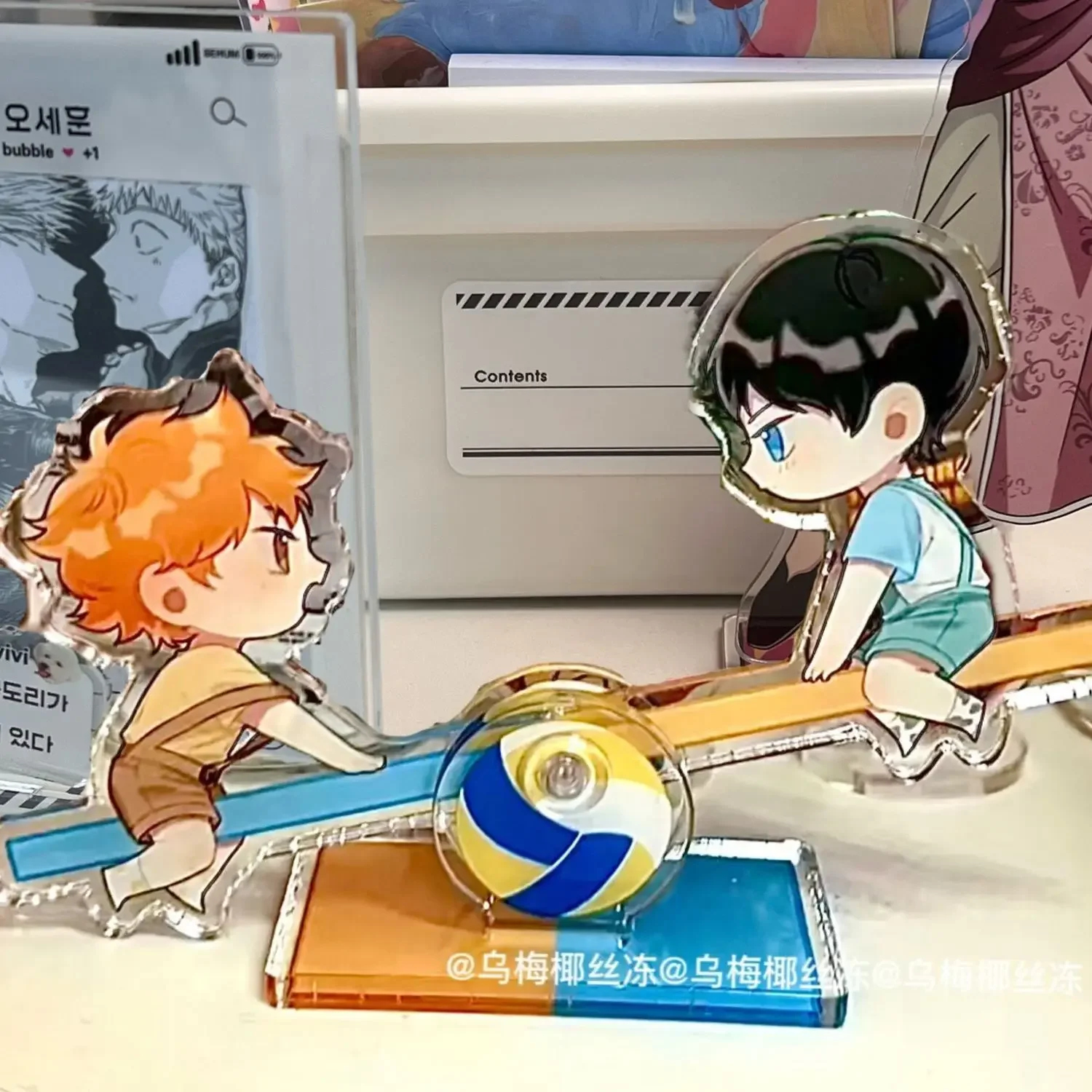 Anime Haikyuu!! Shoyo Hinata Tobio Kageyama Cosplay Cartoon Swaddable Acrylic Seesaw Standing Sign Desktop Decoration Xmas Gift