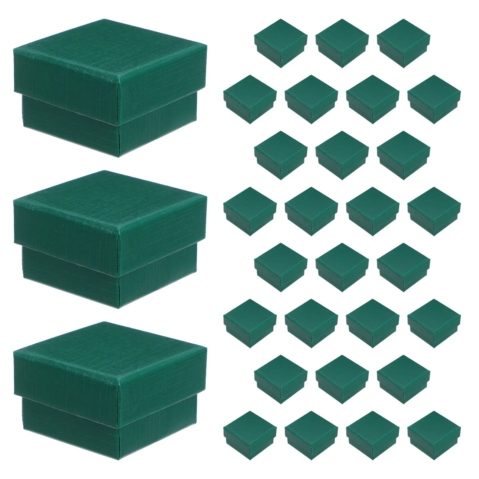 32Pcs Green Jewelry Box Mini Small Padded Organizer for Women Girls Rings Earrings Necklaces Travel Jewelry Storage Case