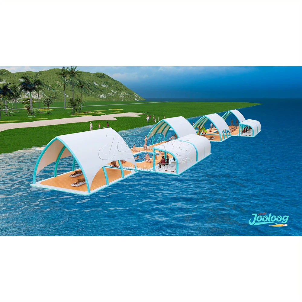 

Water Partner Leisure Amusement Facility Floating Inflatable Platform Cabana Combination For Resort