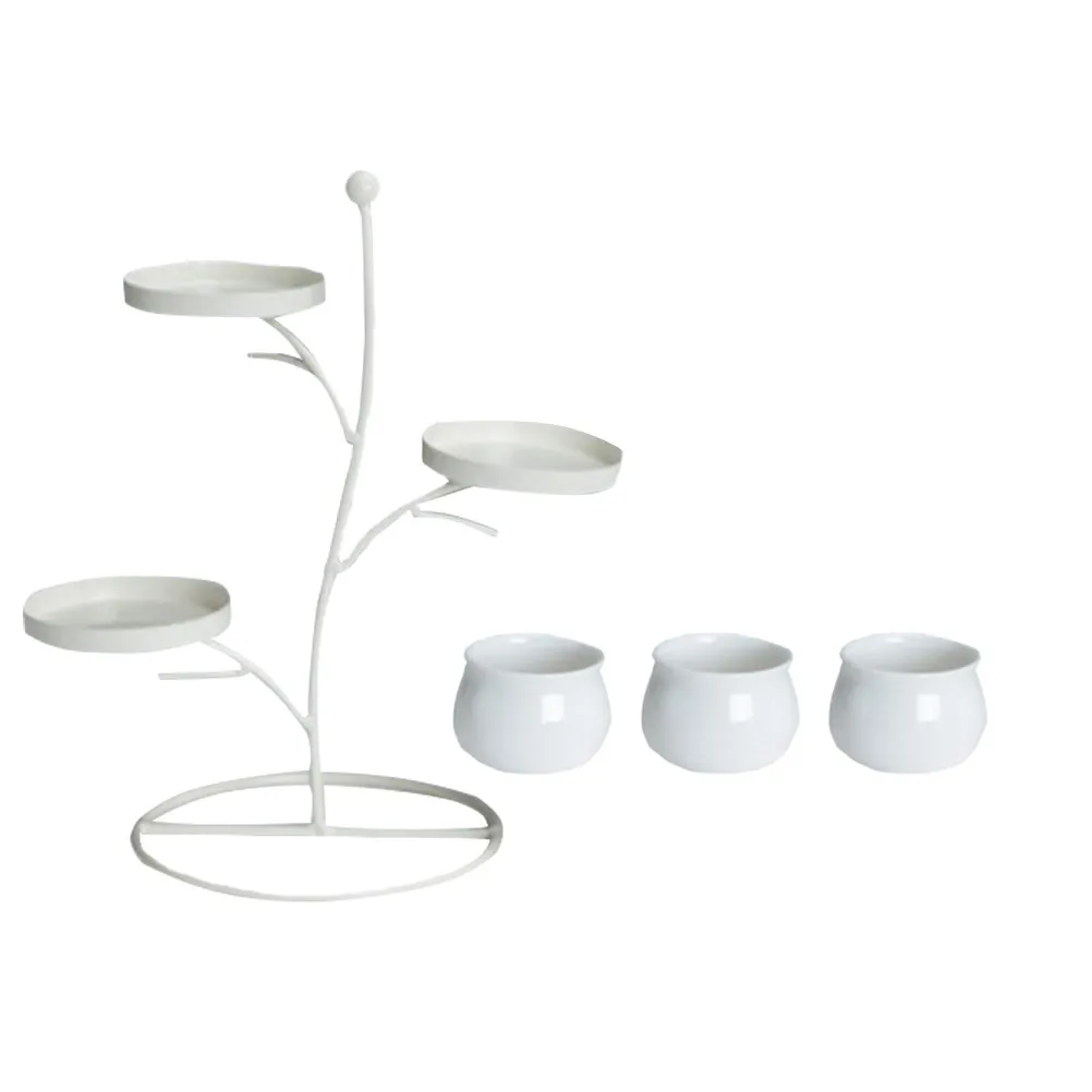 1Set Succulent Flowerpot Rack Simple Style Ceramic Flowerpot Storage Decorative Multi-Layer Plant Stand Tree Branch Shape