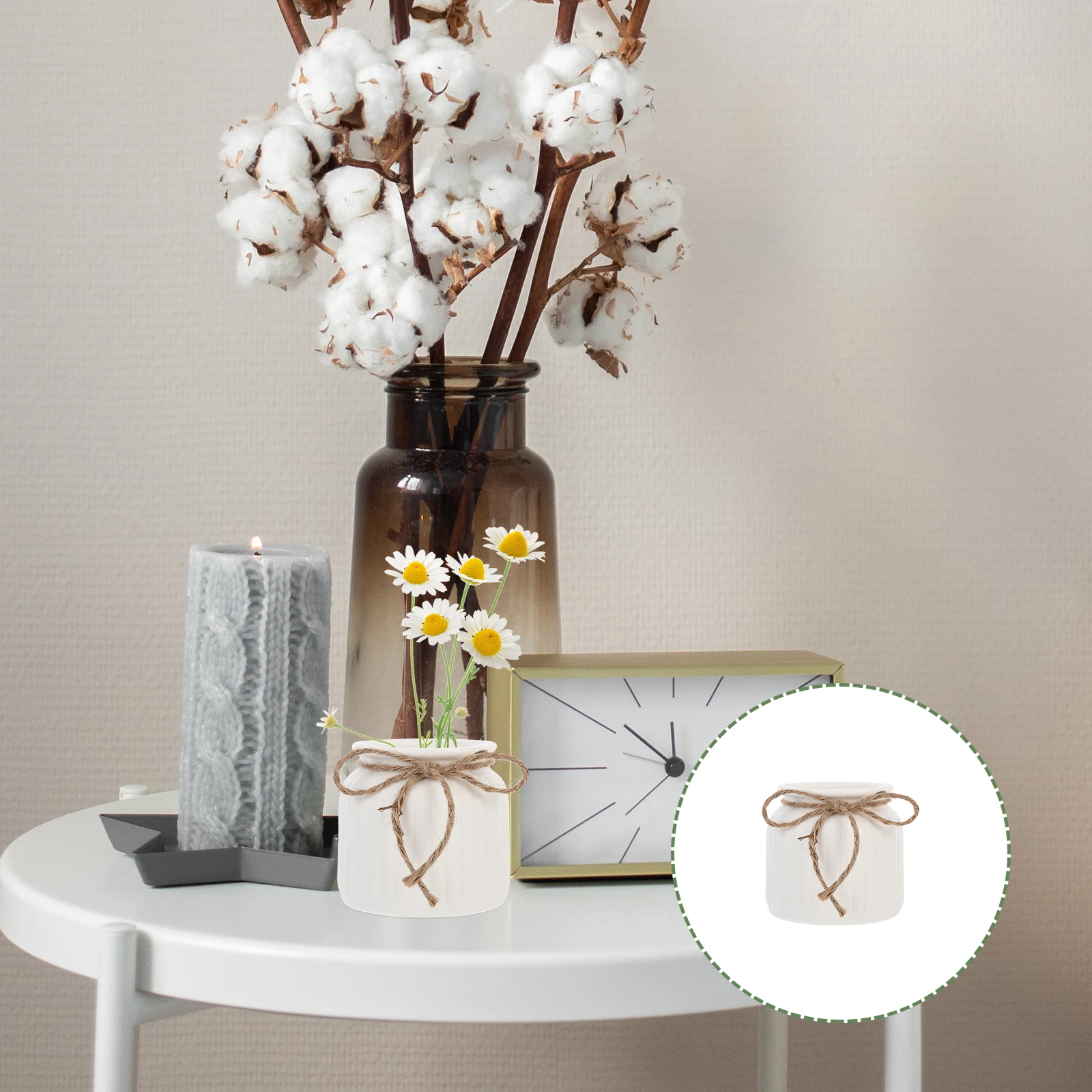 

Ceramic Vase 1 Piece Decorative Flower Vase for Home Office Living Room Desktop Floral Arrangement Container Smooth Surface Fine