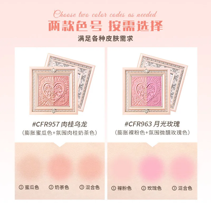 CHEERFLOR Dual Color Blush Compact Matte Shimmer Long Lasting Face Blush Powder Long Lasting Natural Glow Cheek Blush Makeup