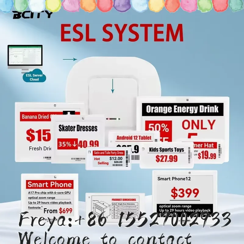 ESL System, Smart Digital Price Tag for Retail, Remote Control & Paper-Free, for Store Supermarket& Hospital E-Ink ESL