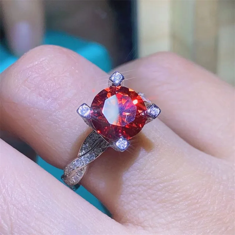 SACE GEMS GRA Certified D Color 2ct Moissanite Ring 925 Sterling Silver Plated with 18k White Gold Ring for Women Fine Jewelry