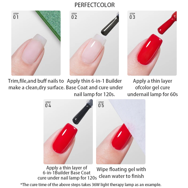 퍼펙트 컬러 젤 탑 코트 16ml 6 in 1 빌더 베이스 코트 (약한 손톱을 위한 아펙스 빌딩, 오래 지속되는 매니큐어)