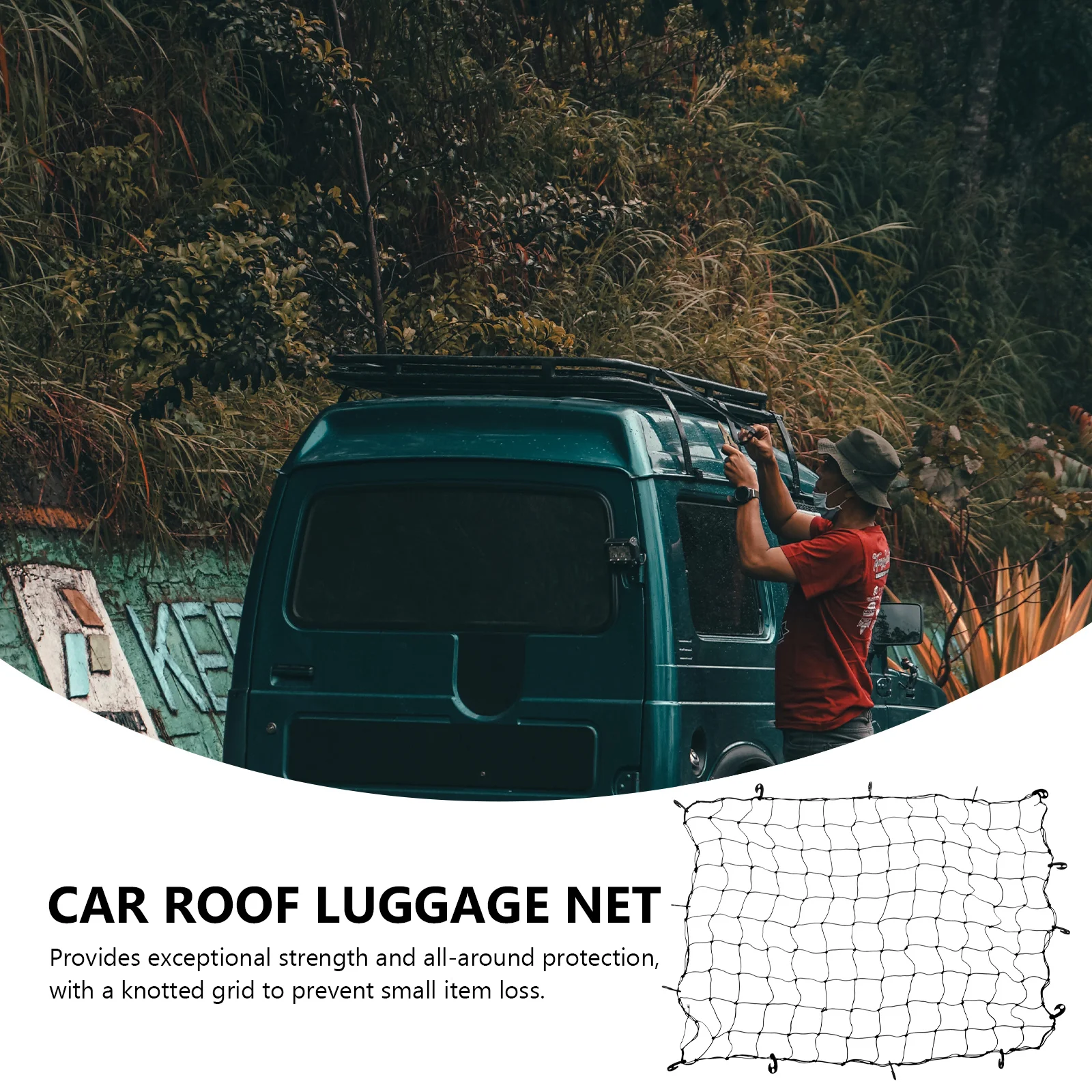 

Roof Luggage Net Rack Cargo Carrier Netting Foldable Trucks Camping Mesh Accessories for Suv inside The Travel