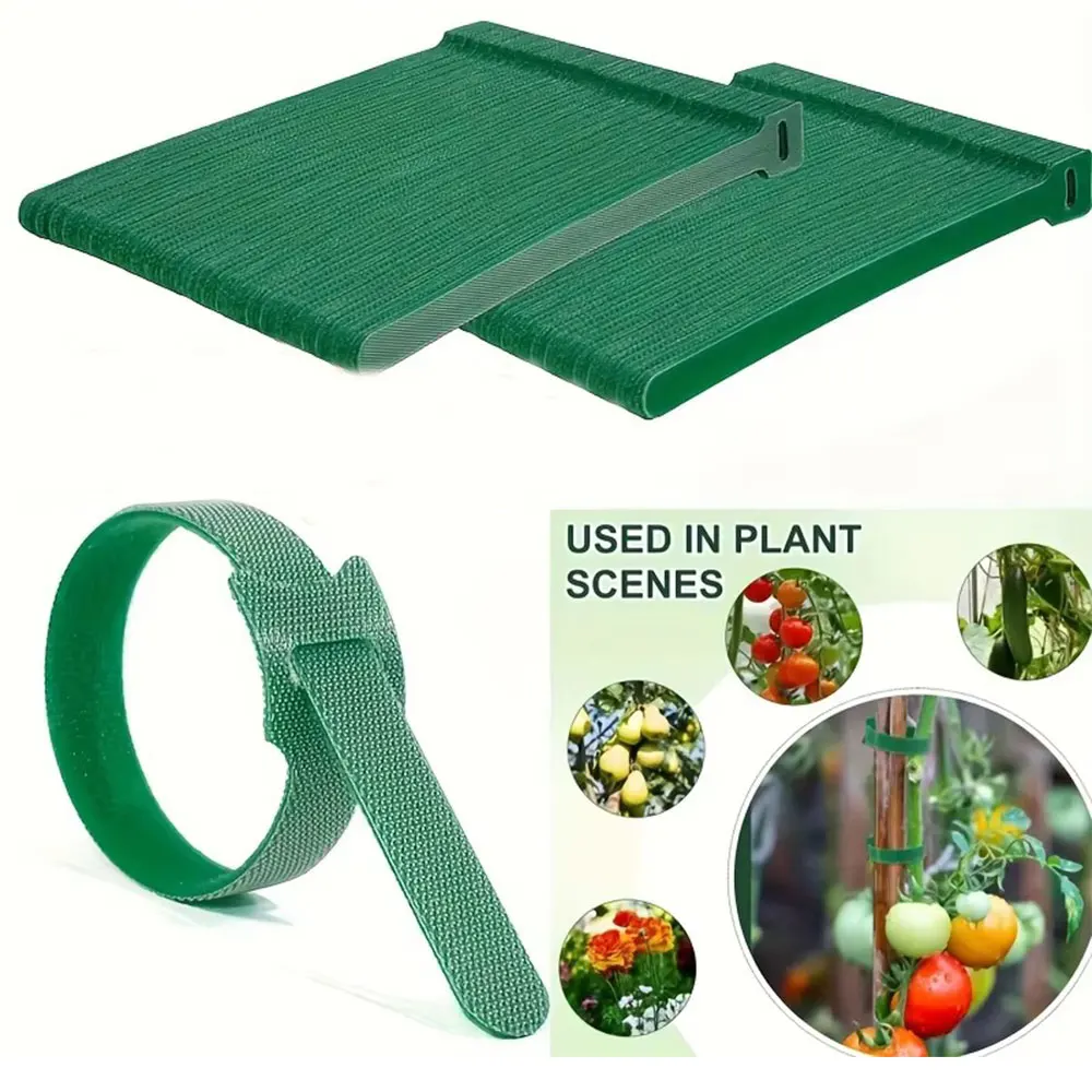 50/100pcs Reusable Adjustable Non-Slip Nylon Plant Ties with Hook and Loop Fasteners, Ideal for Gardening Applications
