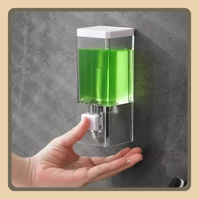 موزع صابون يدوي غير مثقوب يُثبت على الحائط، زجاجة مطهرة بدون أثر، موزع صابون شفاف للحمام
