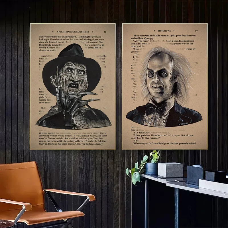 Classic Horror Movie Dramatis Personae Dracula And Freddy Poster Print Canvas Painting Mysterious Thriller Wall Art Room Decor