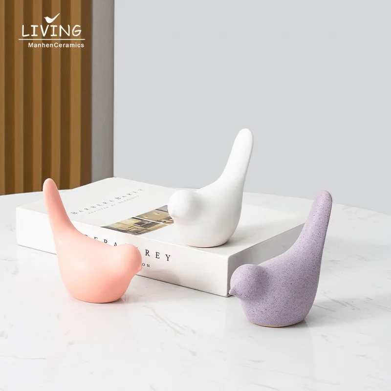 Nordic Modern Ceramic Bird Ornament Creative Cute Style Home Decor Soft Model Craft for House