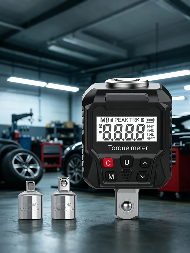 High Precision Digital Torque Tester Adapter 17-340NM, Equipped with LED Buzzer Alarm, Great for Automotive & Motorcycle