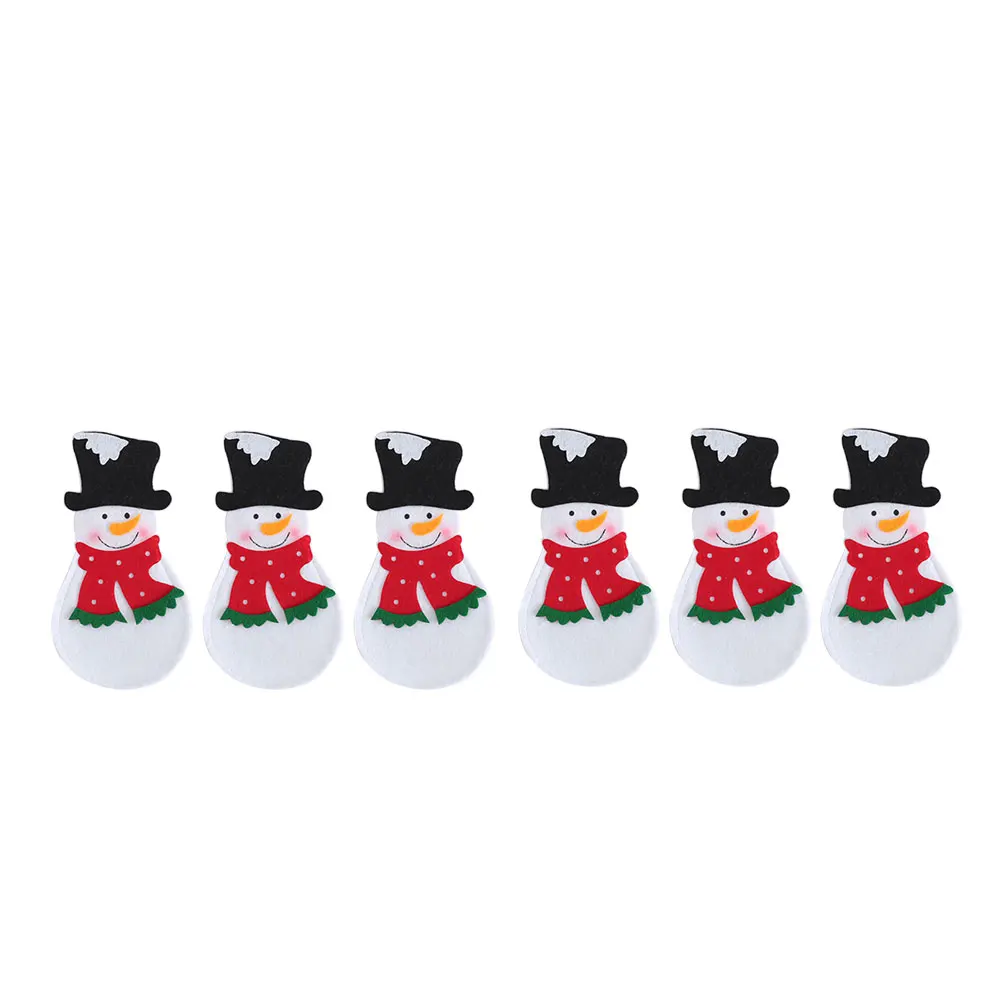 

6 Pcs Christmas Tableware Bags Snowman Cutlery Holder Nonwoven Silverware Bags for Christmas Festive
