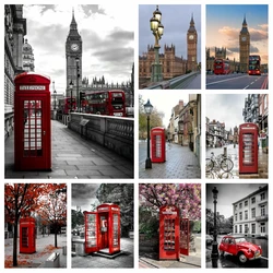 Londra Paesaggio di strada Cabina telefonica rossa e Big Ben Pittura diamante 5d Punte complete Mosaico Punto croce Decorazione moderna di arte della parete