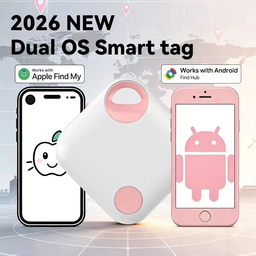 Localizador Global Antipérdida Portátil Recargable Tipo-C con Doble Sistema Operativo (Apple Find My / Google Find Hub) para Equipaje y Mascotas, de Larga Duración