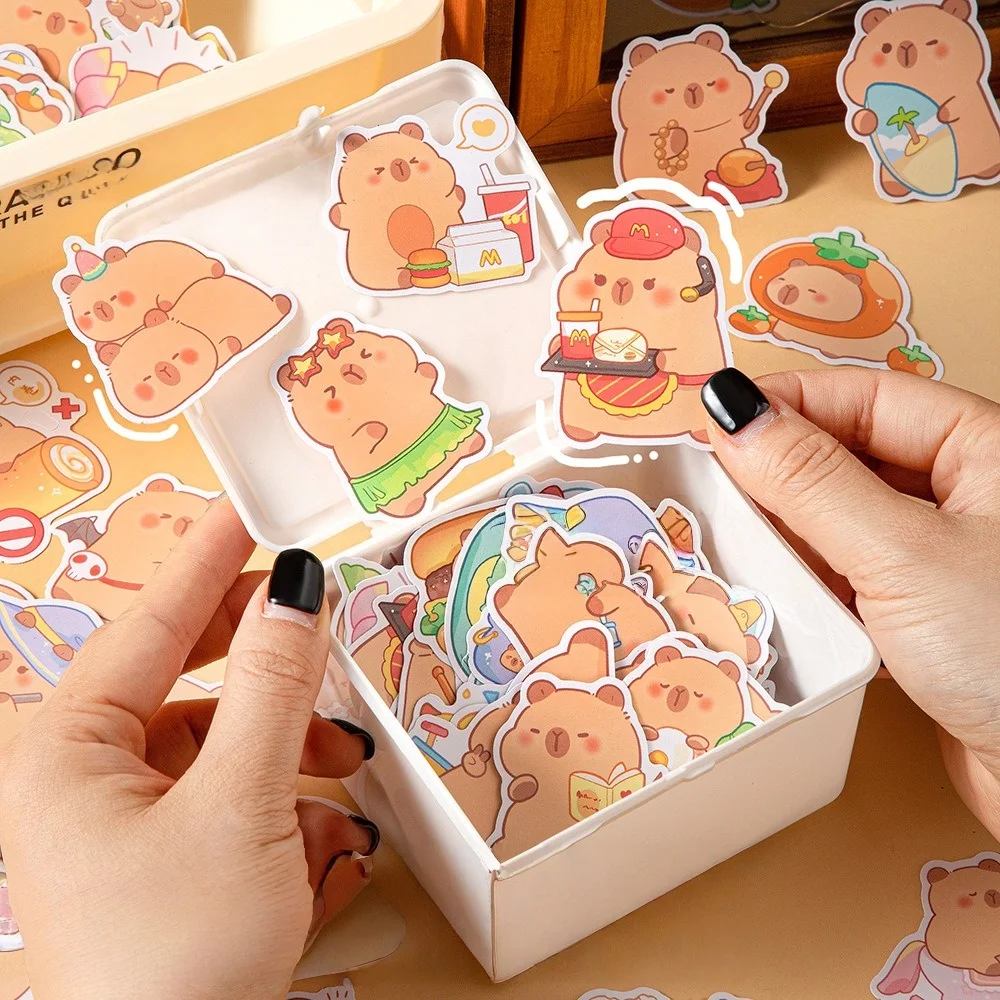 Capybara Sticker 30-Pack Trending Cute Animal Seal Stickers for Crafts DIY Scrapbooking Supplies Student School Seal Stickers