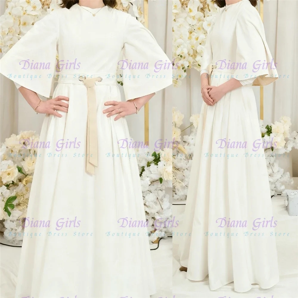 Elegant Quality Ivory Flower Girl Dress Satin Fluffy with Exquisite Bow for Kids Birthday Party Evening Ball Gowns Customisable