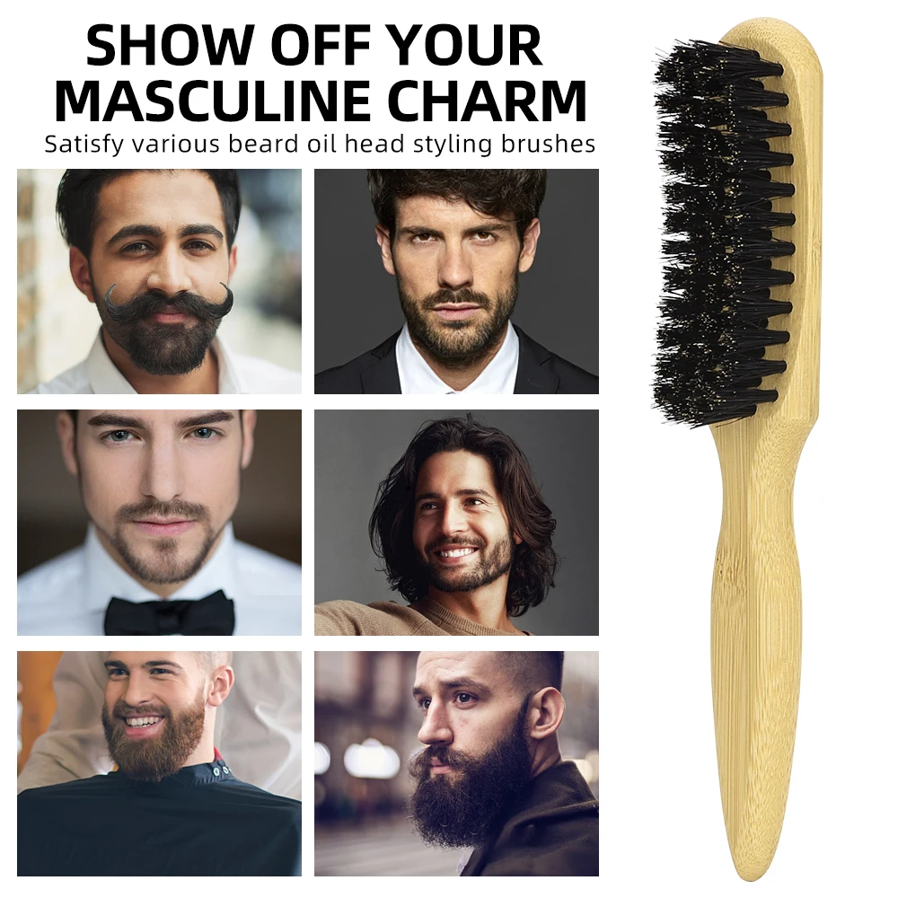 Cepillo plumero de pelo suave con mango de madera para salón de barbería, superficie curva, elimina el cabello del cuello, herramienta de peinado profesional, peine Retro