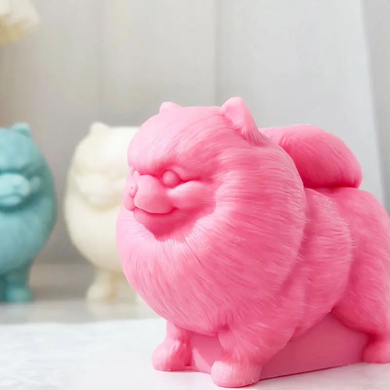 Pomeranian Silikonowa forma do świec Aromaterapia Świeca Gipsowa Forma 3D Puppy Chocolate Cake Ice Grid Mould