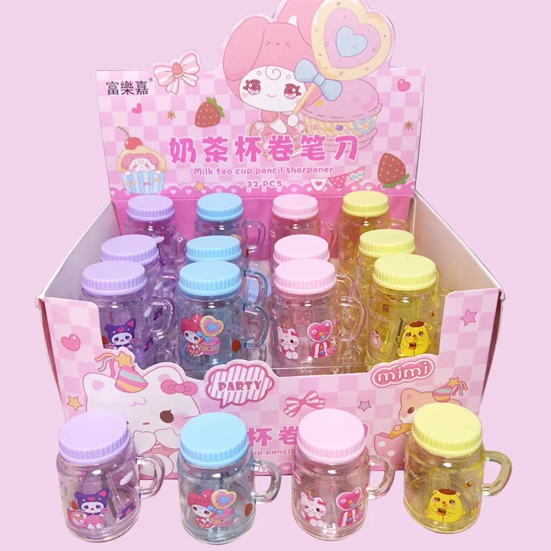 

Sanrio Hello Kitty Cute Pencil Sharpeners 32pcs Kuromi Melody Students Cup Pencil Sharpener Stationery School Supplies Wholesale