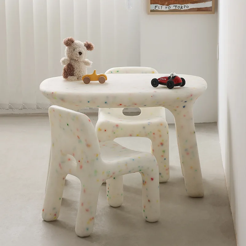 Kids Study Table And Chairs Set Backrest Cute Low Stool Small Kindergarten Outdoor Plastic Strong Durable Table Furniture Set