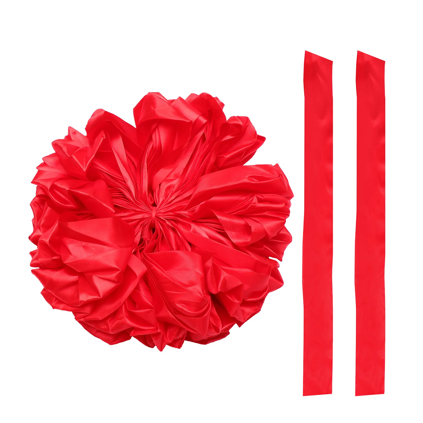 1Pcs Elegant Red Silk Flower Ball for Wedding Car Decor Hydrangea Car Antenna Ornament Ribbon Included Ribbon Cutting Supply