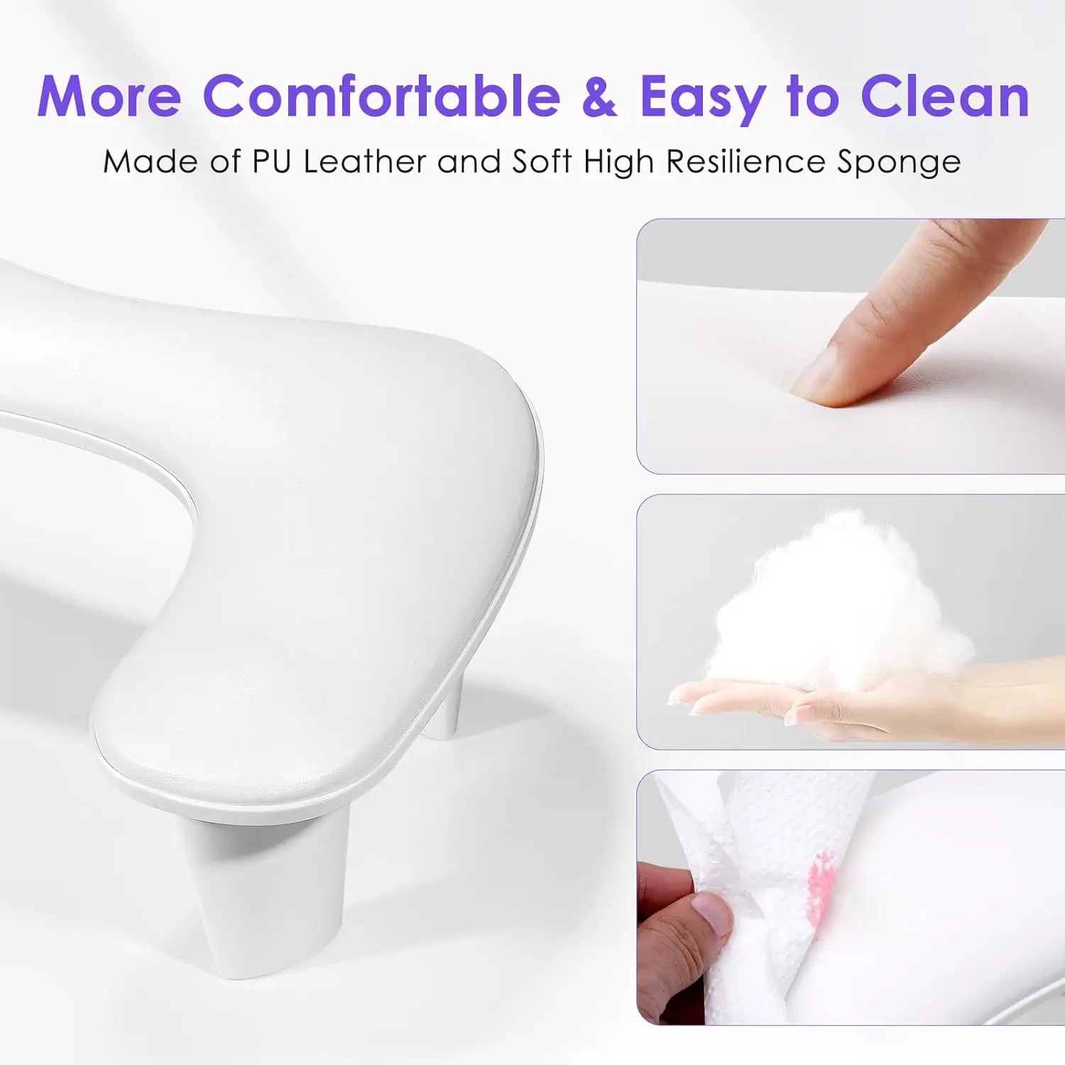 U-shaped Manicure Nail Arm Rest Stand Big White Armrest Microfiber PU Leather Hand Rest Pillow for Acrylic Nail Cushion