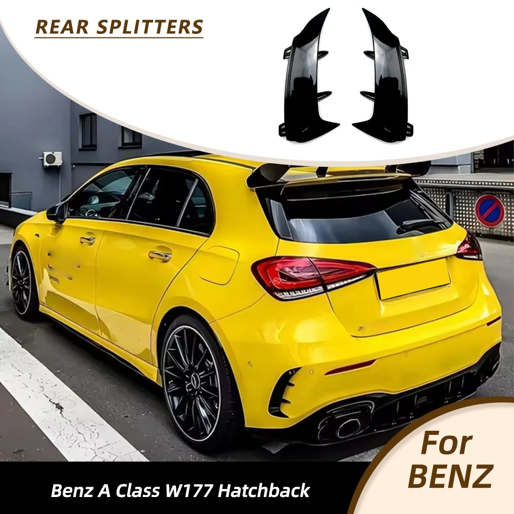 Rear Canards for Mercedes Benz Class A W177 A180 A200 A250 Sport Hatchback 2019UP ABS Black Car Air Fender Scoop Spoiler