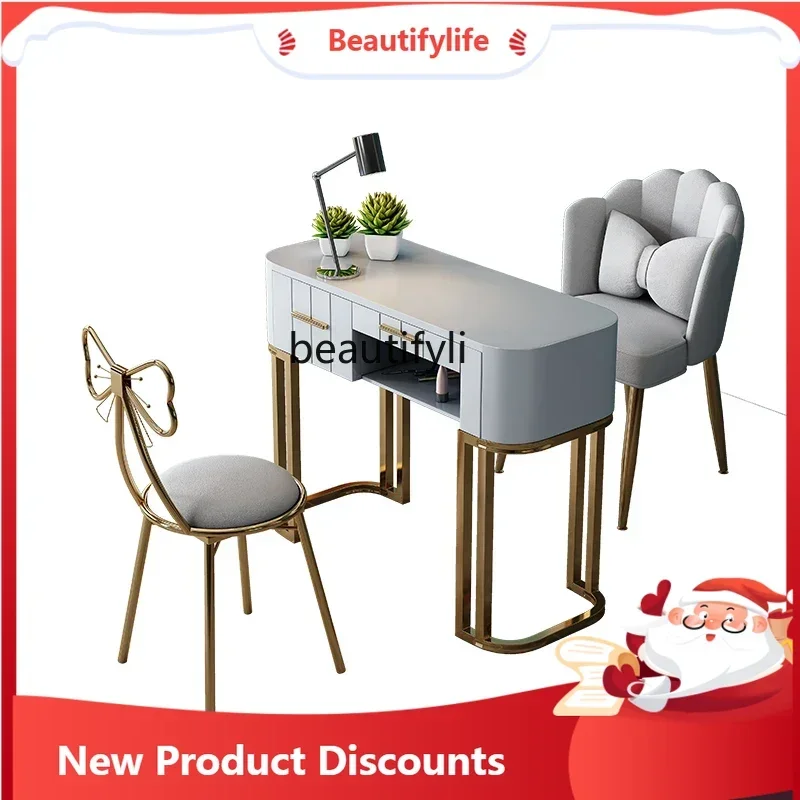 

FG40Nail art table and chair set, economical marble simple modern single and double nail art, workbench