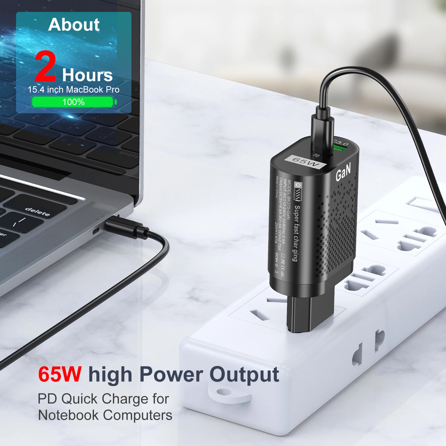 65W GaN USB C Fast Charger PD33W Ausralian Fast Charging Chargers for iPhone 15 AU/EU Plug USB Type C Charger for New Zealand