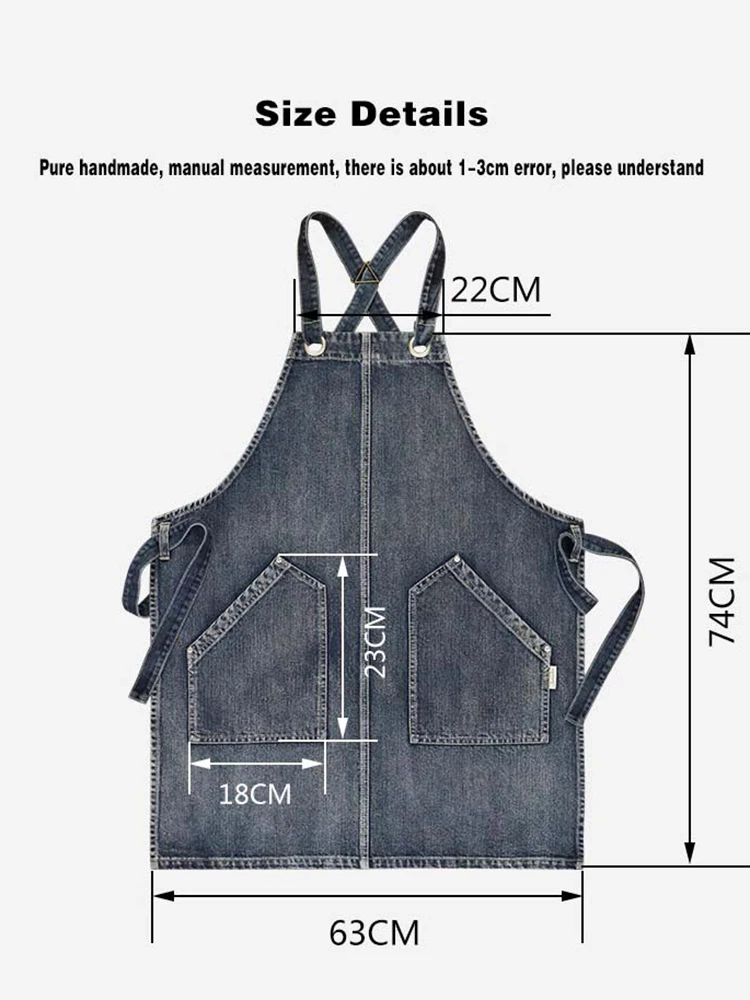 Hot Wash Water Black Blue Denim Apron Restaurant Cafe Barber Bakery Baked Men\'s And Women\'s Work Clothes Waist Adjustable Apron