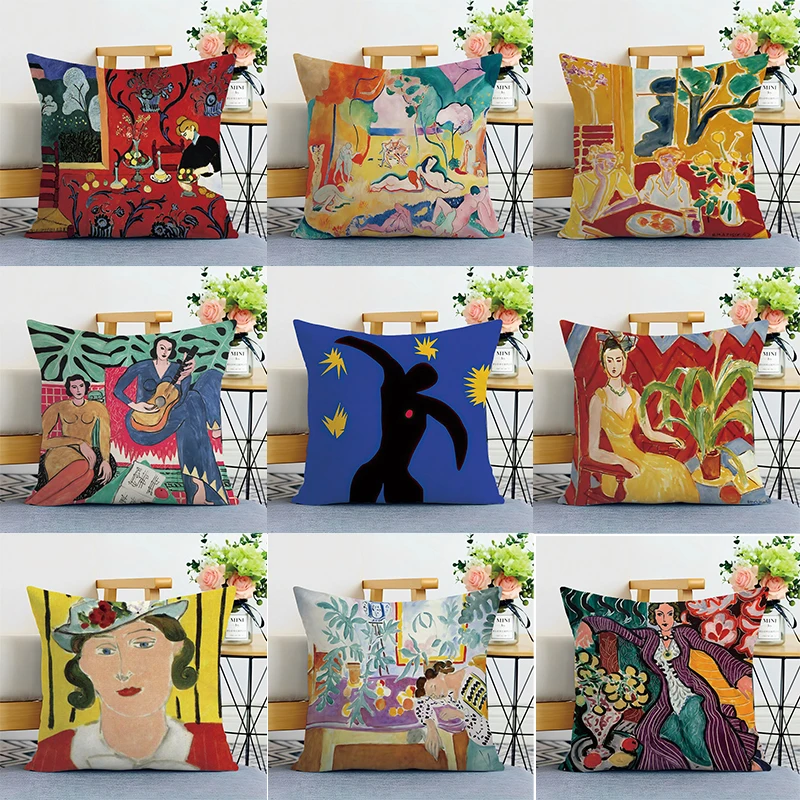 

Creative Oil Painting Printed Decorative Pillowcase Bedroom Living Room Square Cushion Pillowcase