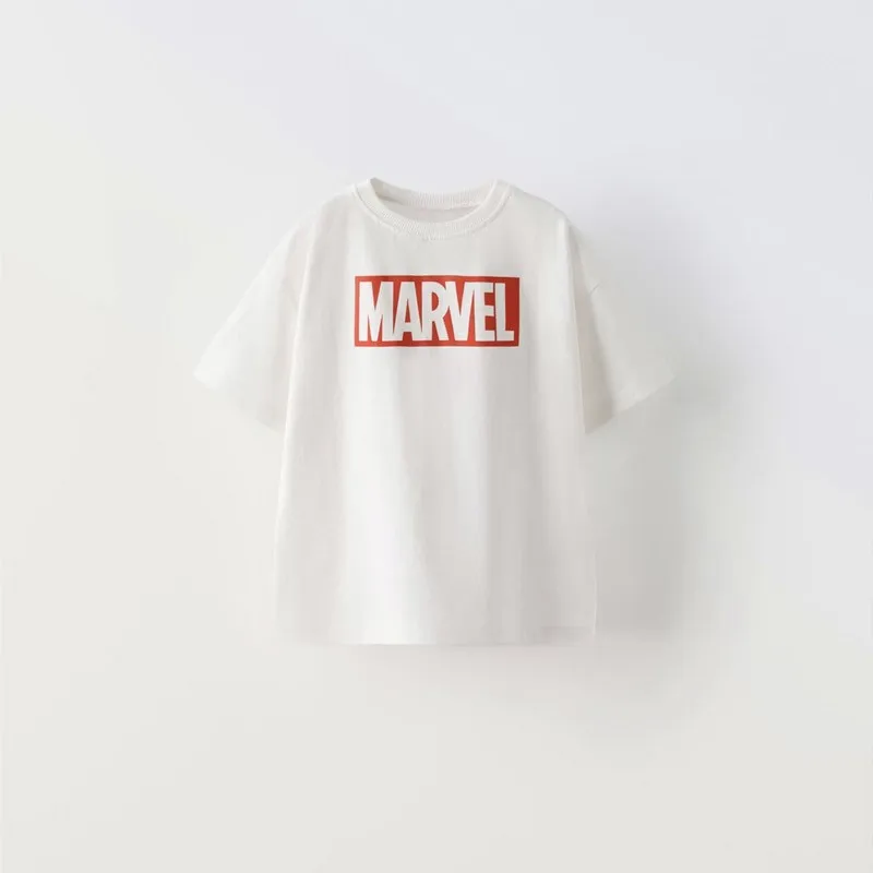 Disney-Camiseta infantil de manga curta, camiseta casual, estampa solta, branca, roupas de design novo, moda infantil de 1 a 6 anos, verão