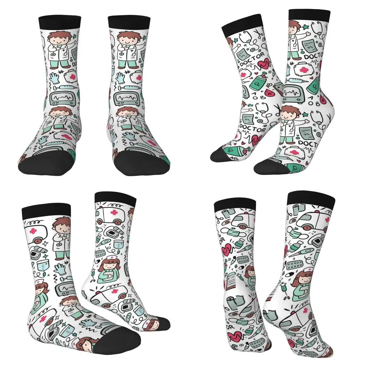 

Cartoon Hospital Medical Cute Socks High Quality Stockings All Season Long Socks Accessories for Man's Woman's Birthday Present
