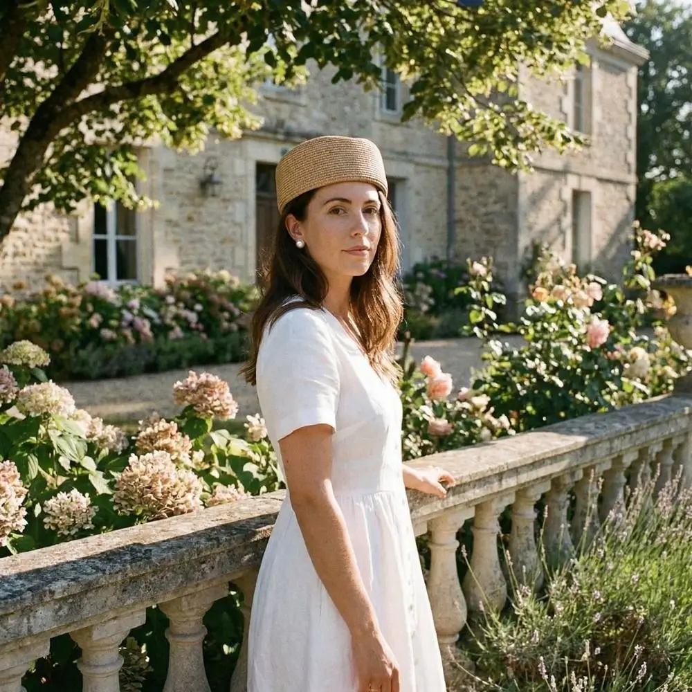 Chapeau de paille vintage élégant, style pillbox, fedora, béret classique, chapeau de soleil fait main en forme de goutte d'eau, pour événements et cocktails