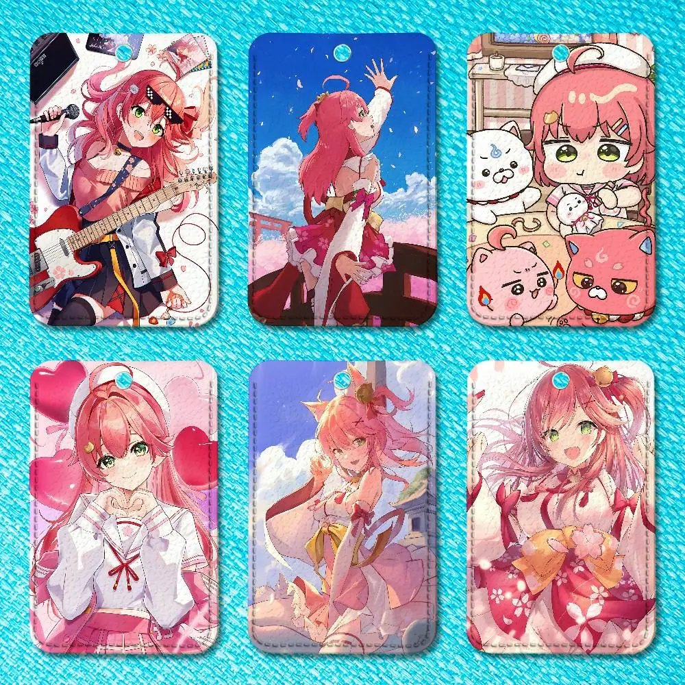 

Pink S-Sakura M-Miko Premium PU Leather Card for Daily Use Holder Card Case with Metal Carabiner Customizable Design