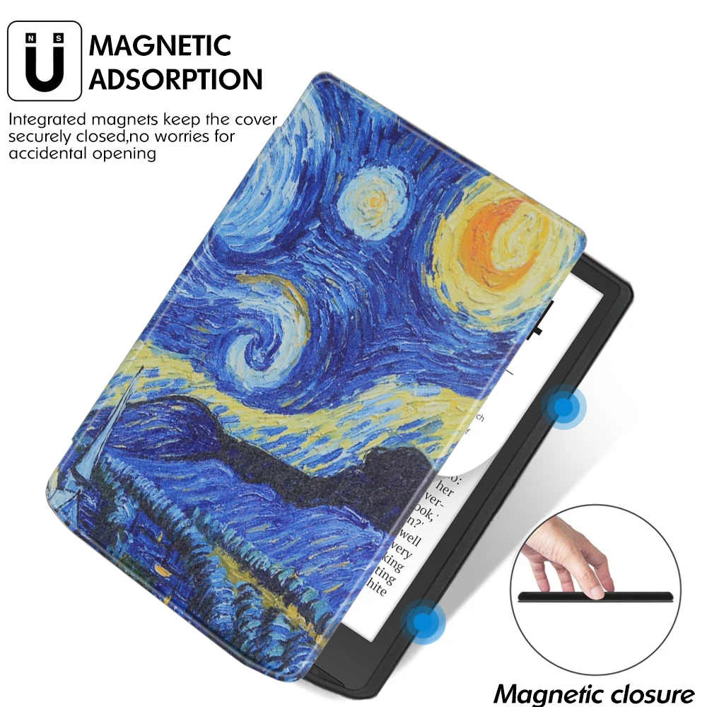 Auto Sleep / Wake Slim Flip Cover Case For Pocketbook Inkpad 4 InkPad Color 2 3 PB743 Case 7.8' Inch EBook with Soft Back Shell