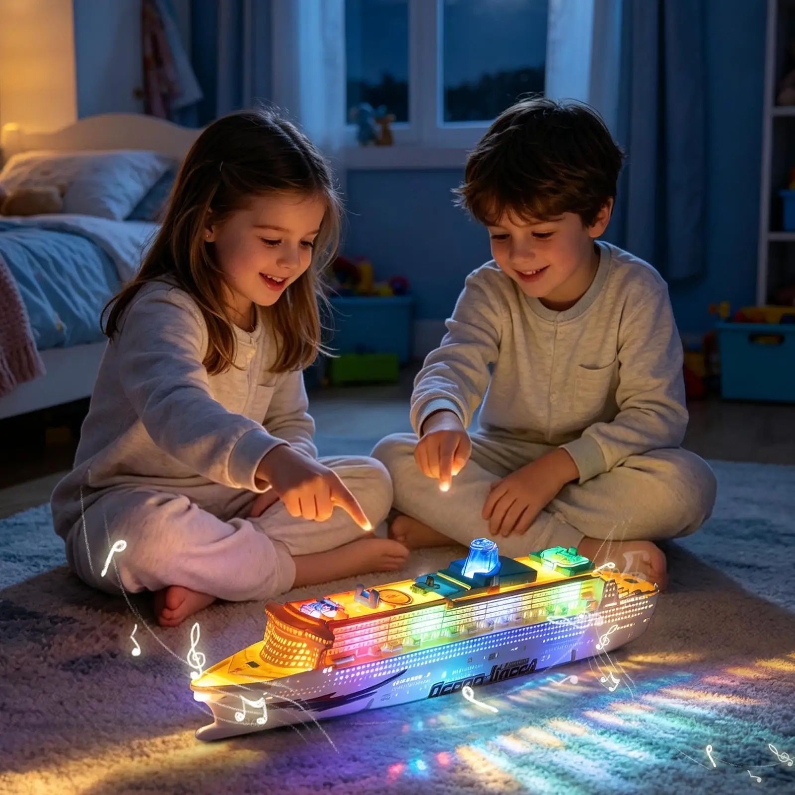Kids Cruise Ship Model Toy Light Up Realistic 2-Layer With Music Sea Liner Cruise Ship Model For Preschoolers Young Child