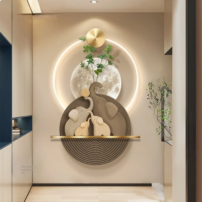Luminous Elephant Home Sandstone High End Decorative Painting Living Room Corridor Corridor Hanging Painting