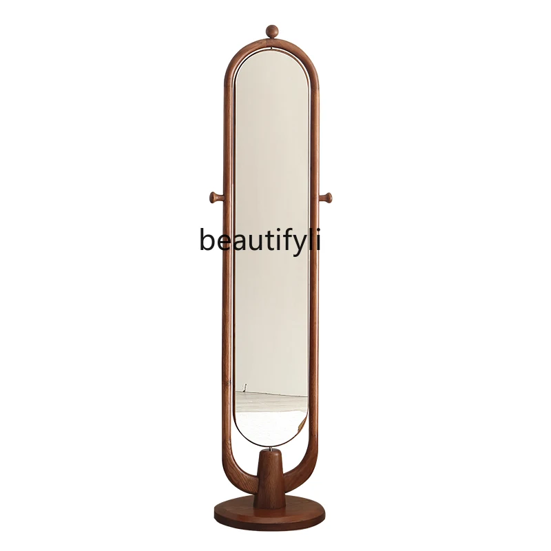 All solid wood rotating full-length mirror hanging hanger integrated bedroom home light luxury high-end feeling floor