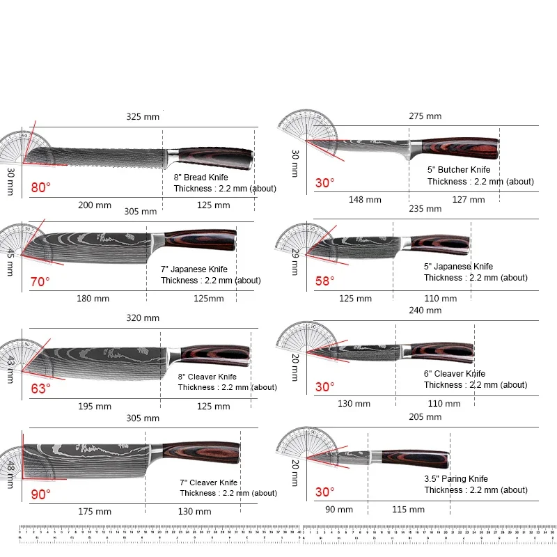 Laser Damascus Knife Kitchen Cleaver Meat Fruit Bread Knife Barbecue Boning Knife Kitchen Knives Cut Chicken Convenient Scissors