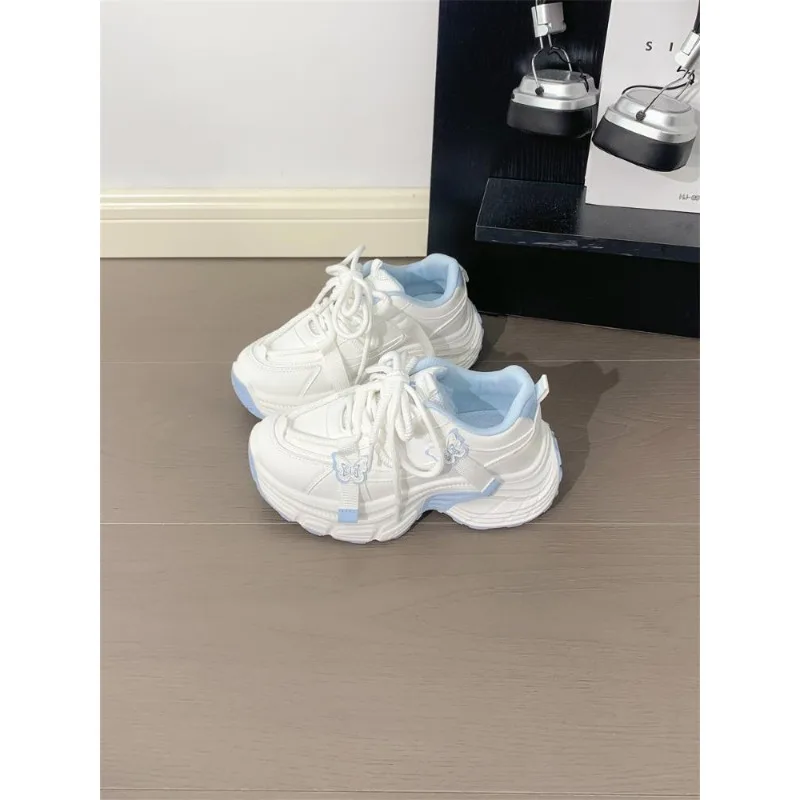 

Chunky Platform Sports Shoes Girls Fashion Winter Korean Mesh Breathable Sneakers Boys Mix Color Lace Up Casual Shoes Female