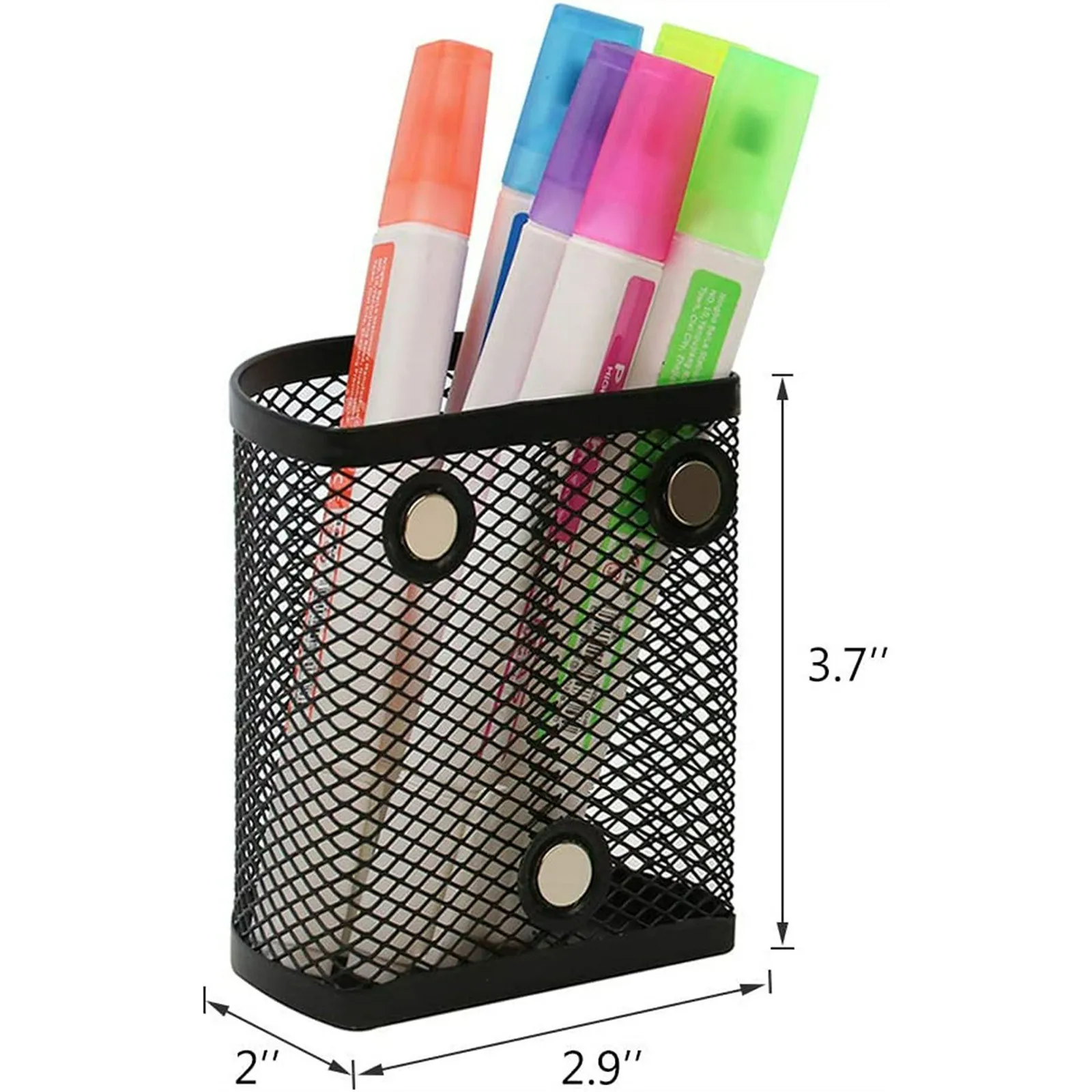 2 Pack 2024 New Magnetic Pencil Holder Black Semicircle Metal Mesh Locker Organizer For School Work Home