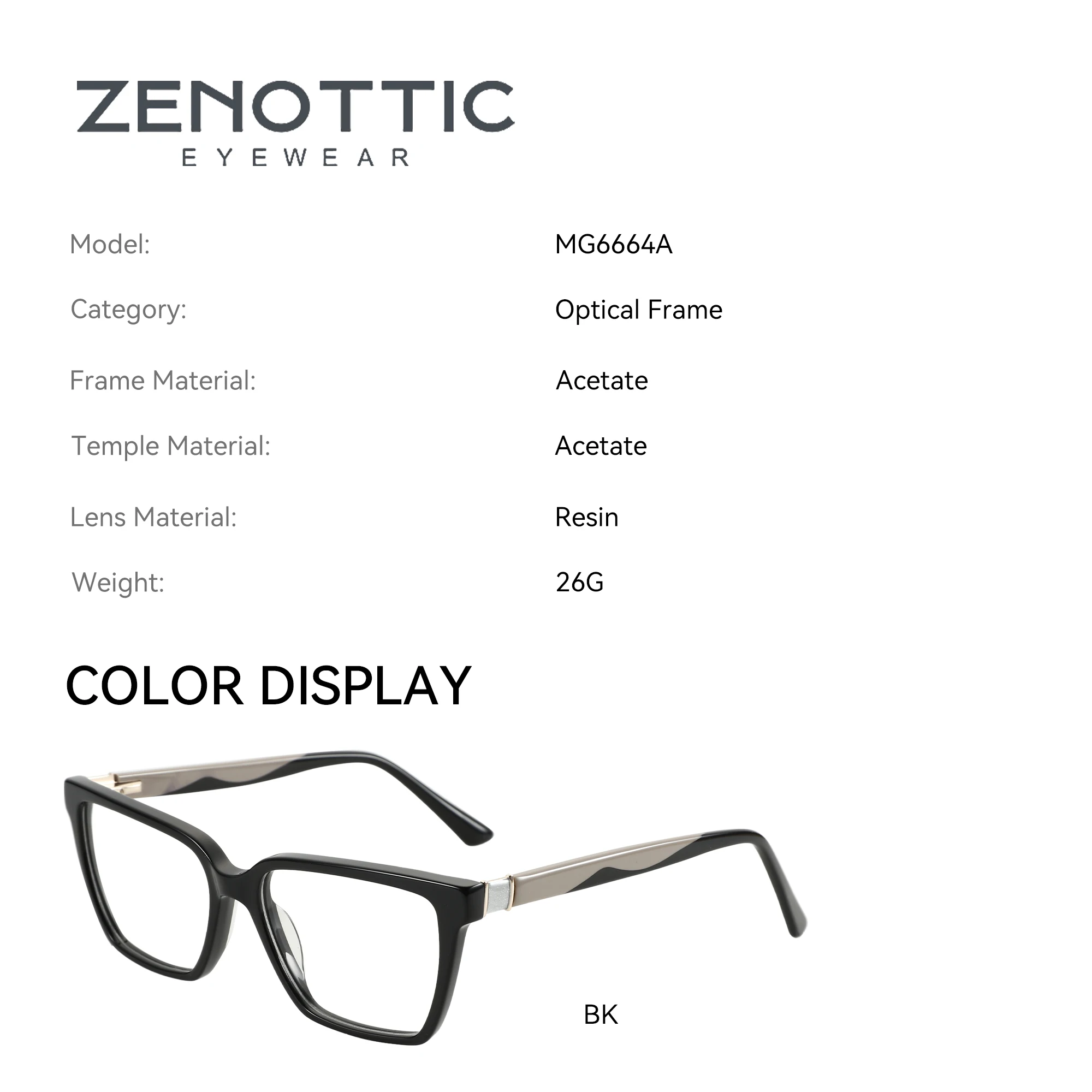 ZENOTTIC Acetate Prescription Glasses Women Square Myopia Optical Eyewear Frame Photochromic Anti-Blue-Ray Custom Eyeglasses