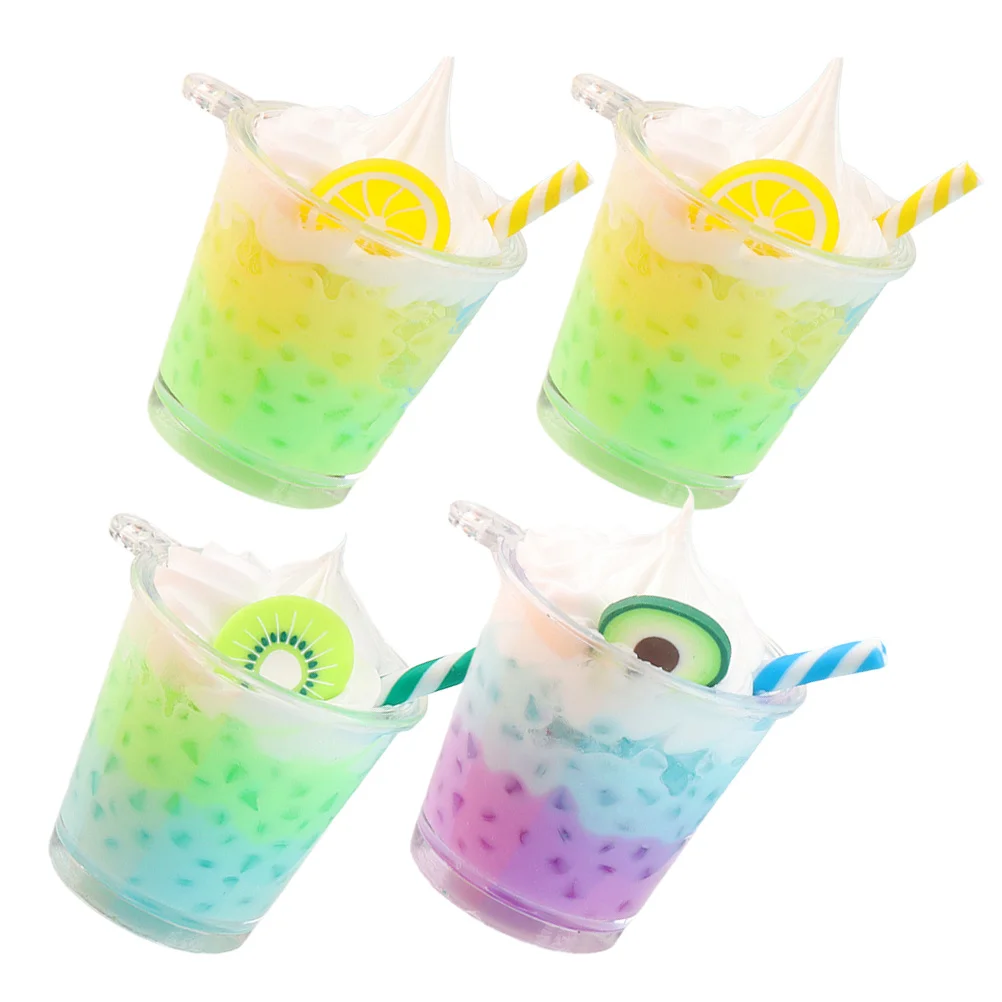 

4Pcs Double Color Luminous Plastic Charms Mini Dessert Cups DIY Keychain Jewelry Making Cup Charms DIY Charm