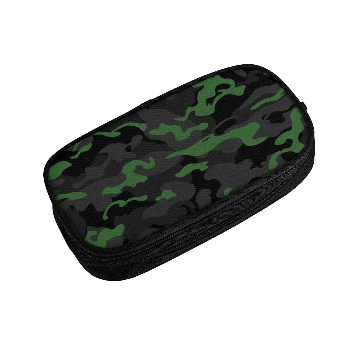 Estuche de lápices de camuflaje verde y negro de camuflaje Kawaii personalizado para niñas y niños, bolsa de lápices de almacenamiento grande, papelería