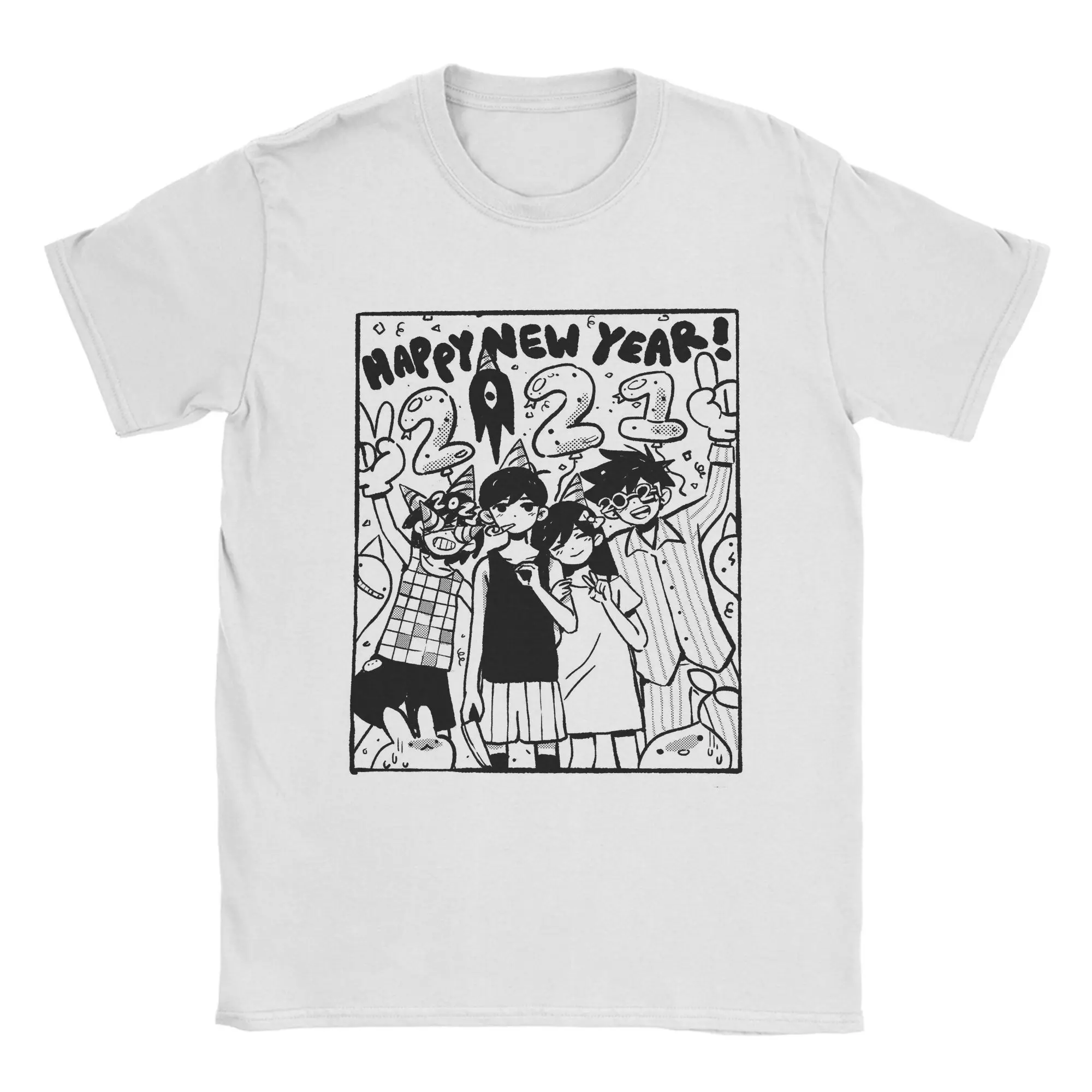 

Новогодняя футболка Harajuku Aubrey Hero Kel, мужская одежда с круглым вырезом и короткими рукавами, Omori Game, летняя одежда из 100% хлопка