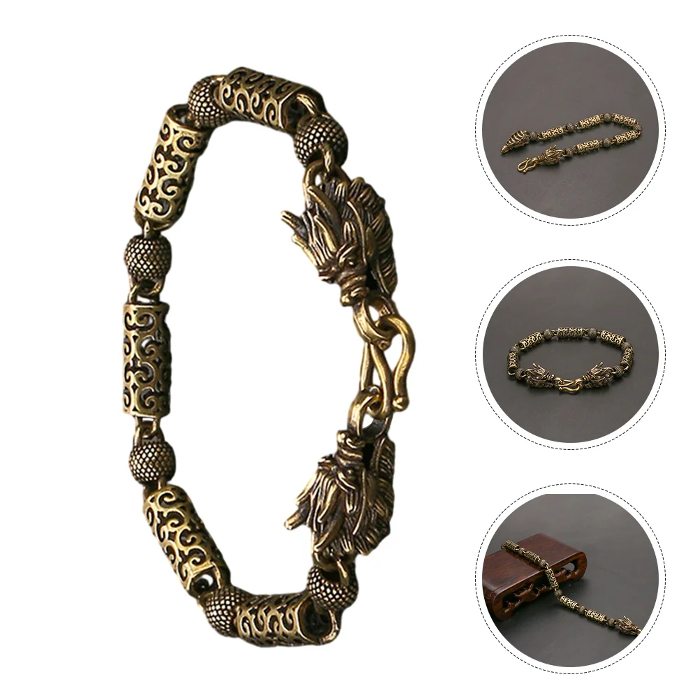 

2Pcs Vintage Pure Copper Handmade Bracelet 22cm Dragon Cloud Charm Men Women Jewelry Viking Bracelet Retro Style